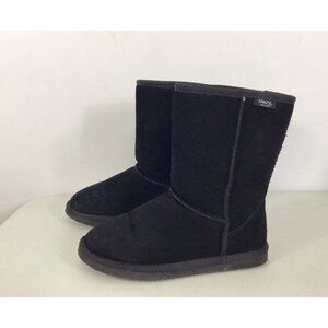 Bearpaw Suede Black Boots Faux Fur Lined Womens 8